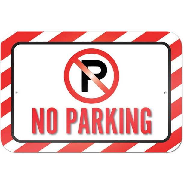 Aluminum Metal Do Not Park in Front of Container Print Large Red White Black Poster Picture Symbol Notice 12x18 